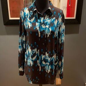 Derek Lam for Design Nation geo print semi sheer blouse, small, new